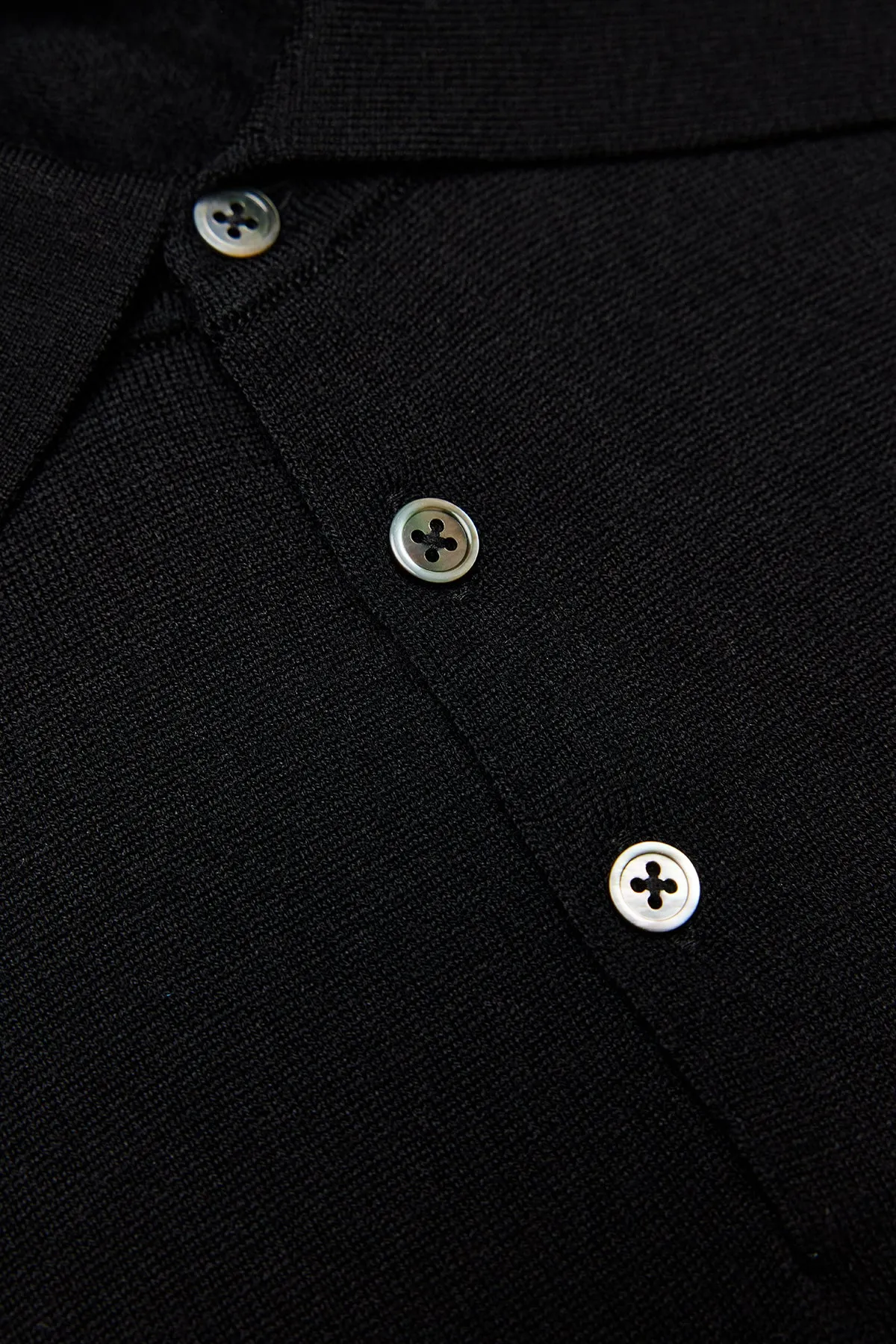 Kelvin - Black Long Sleeve Knit Polo