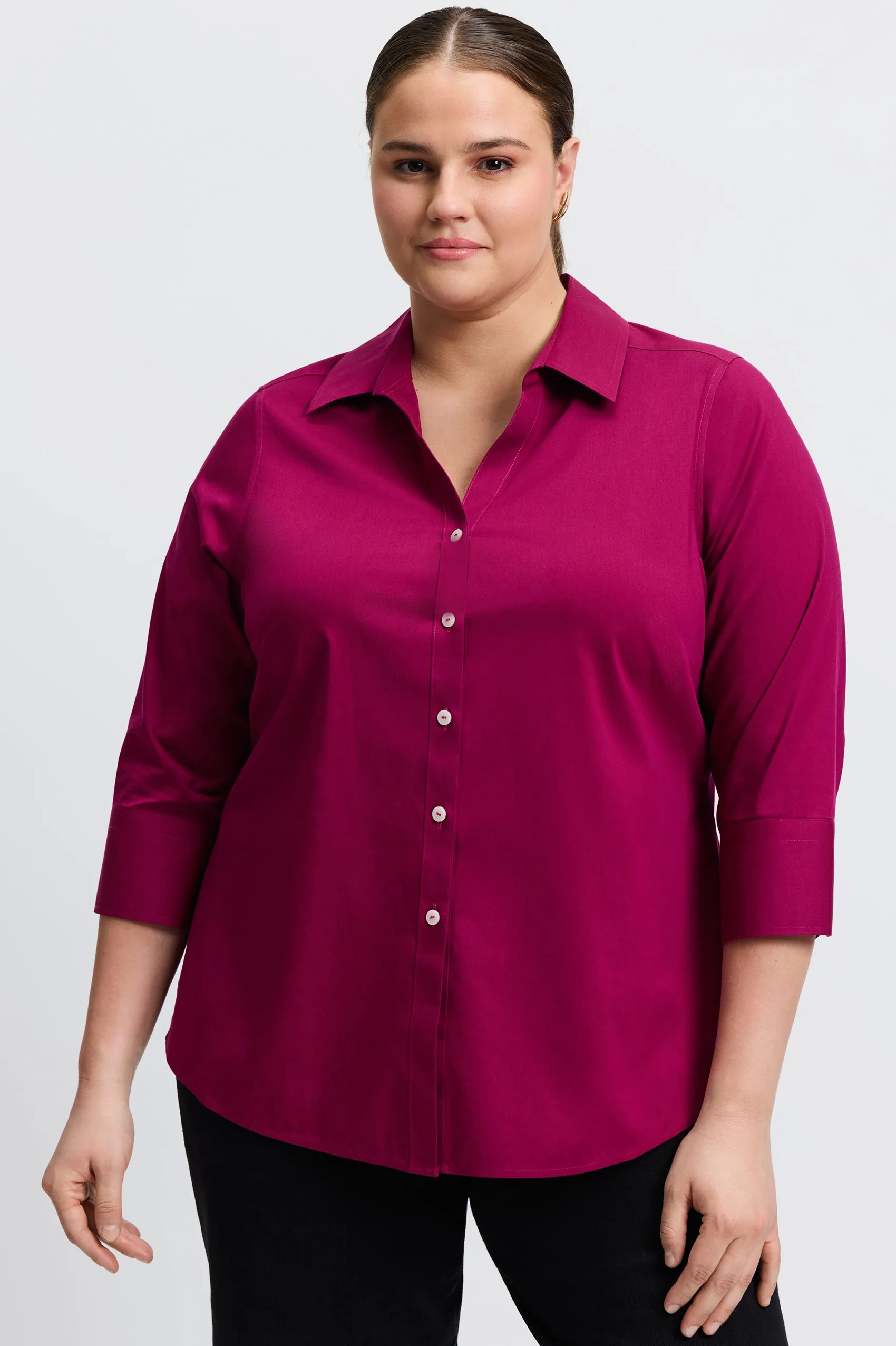 Mary Plus Stretch No Iron 3/4 Sleeve Shirt