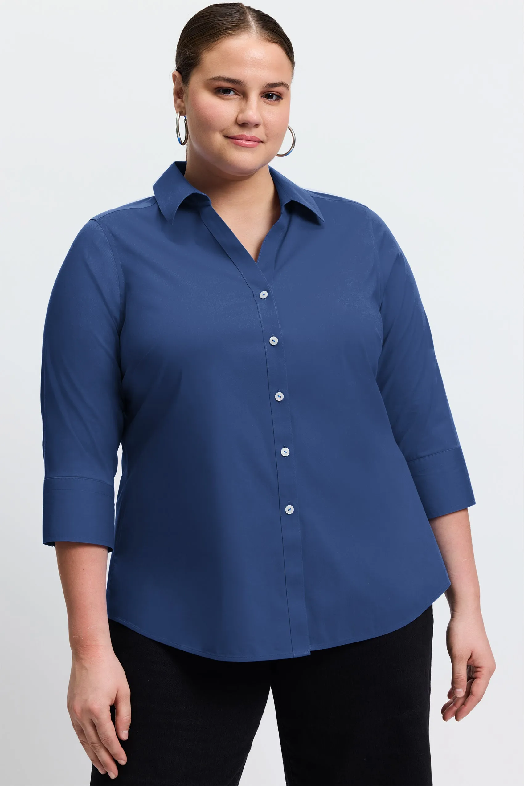 Mary Plus Stretch No Iron 3/4 Sleeve Shirt