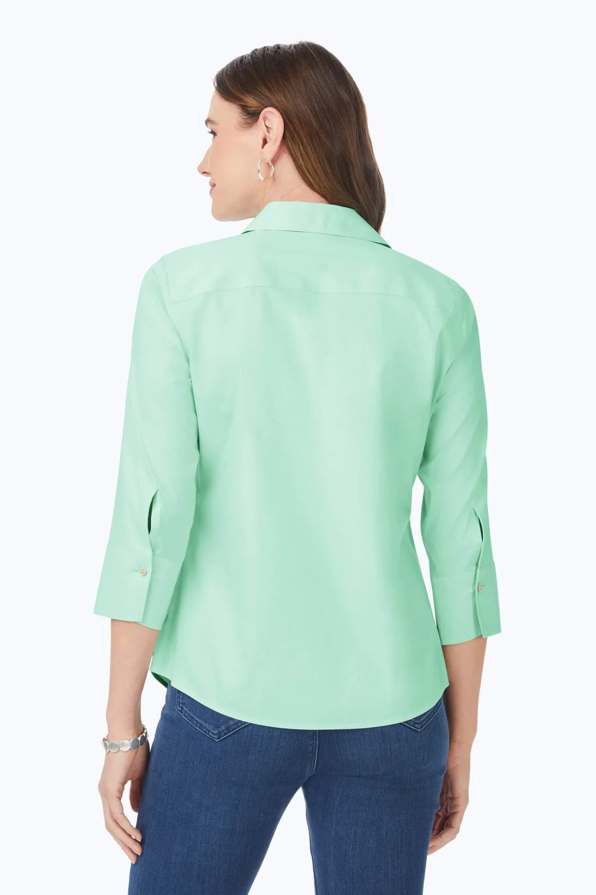 Mary Stretch No Iron 3/4 Sleeve Shirt, Sea Mist