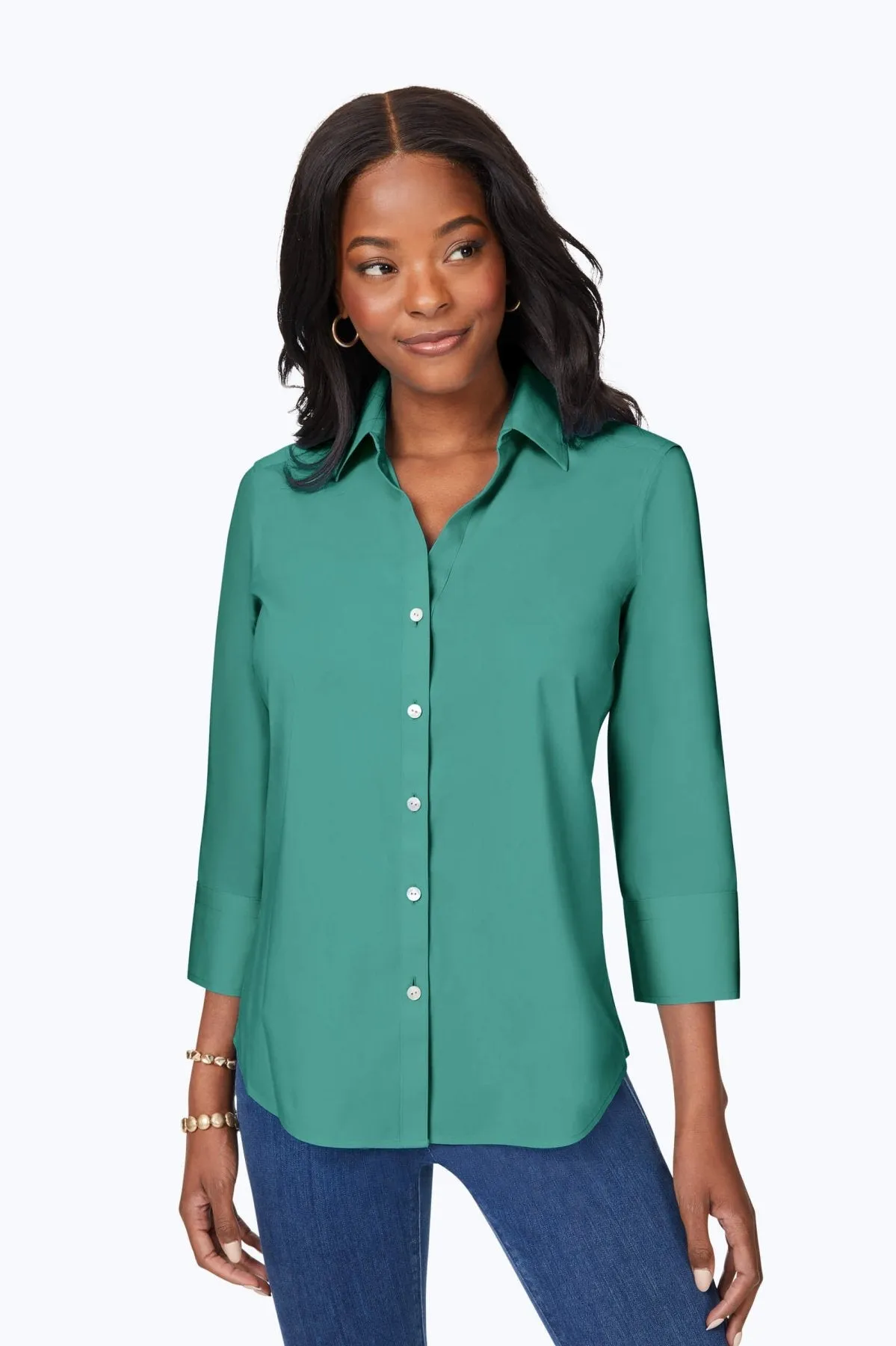 Mary Stretch No Iron 3/4 Sleeve Shirt