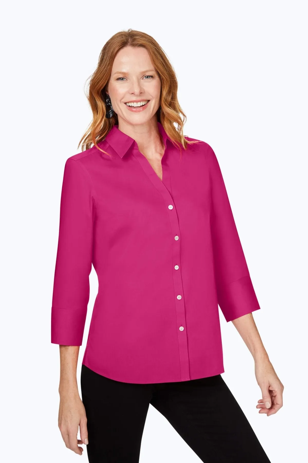 Mary Stretch No Iron 3/4 Sleeve Shirt