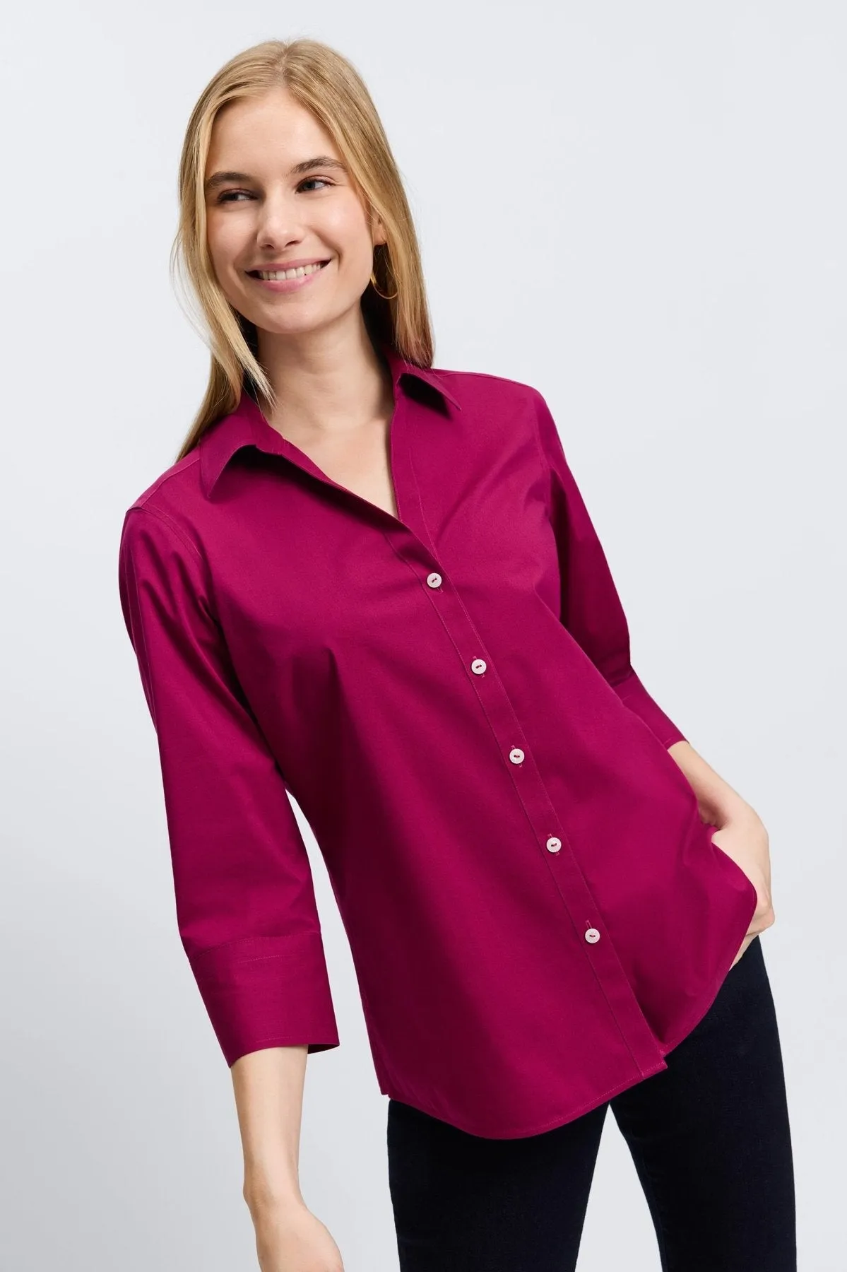 Mary Stretch No Iron 3/4 Sleeve Shirt