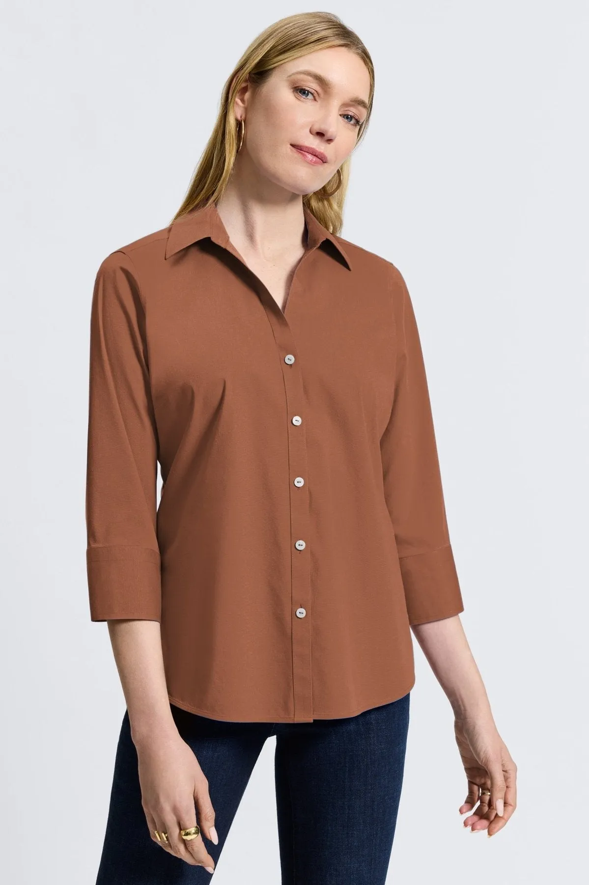 Mary Stretch No Iron 3/4 Sleeve Shirt