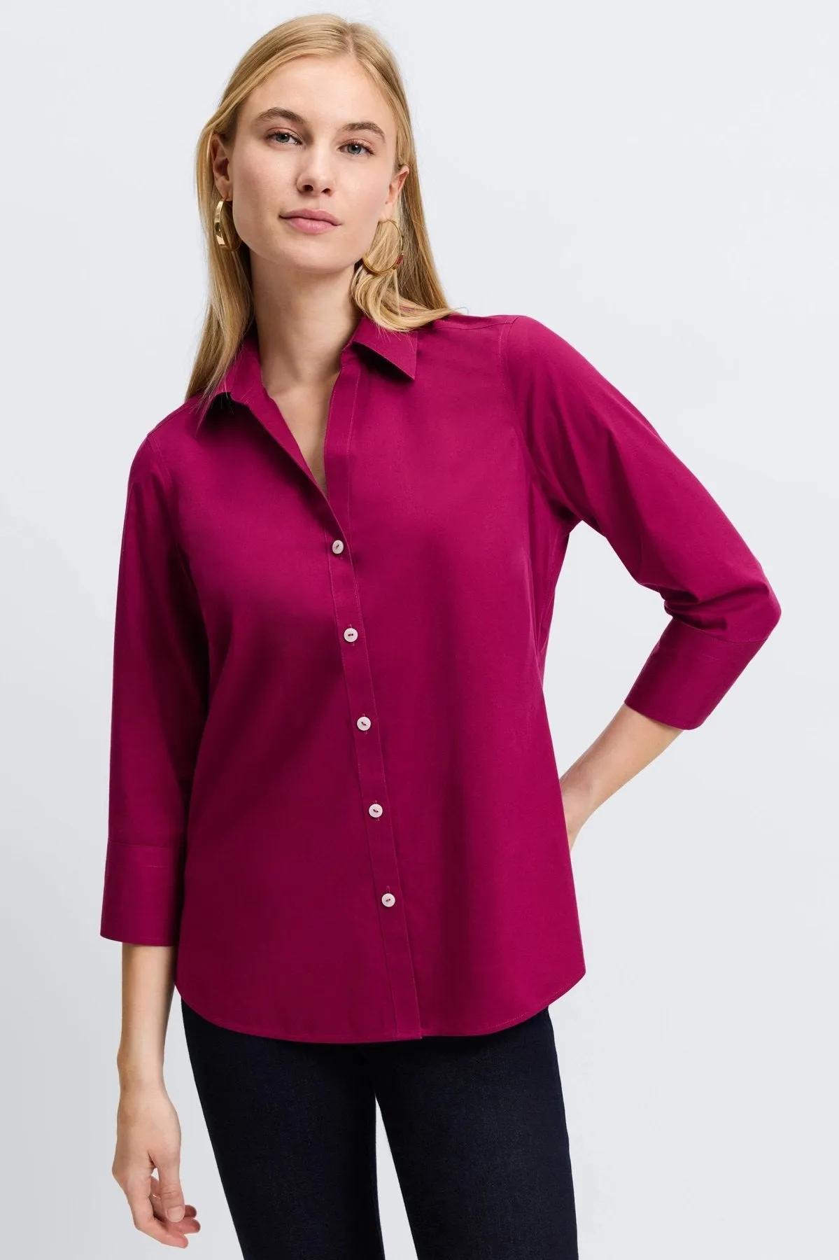 Mary Stretch No Iron 3/4 Sleeve Shirt