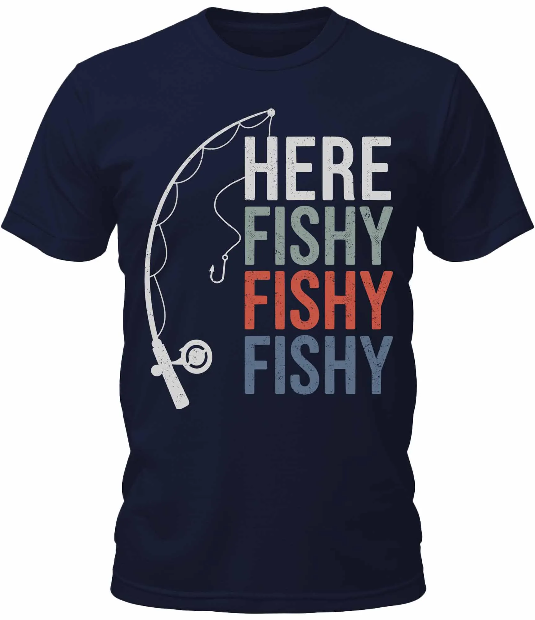 Men's Here Fishy Fishy Fishy Graphic Tee Cool Premium Fishing Tshirt