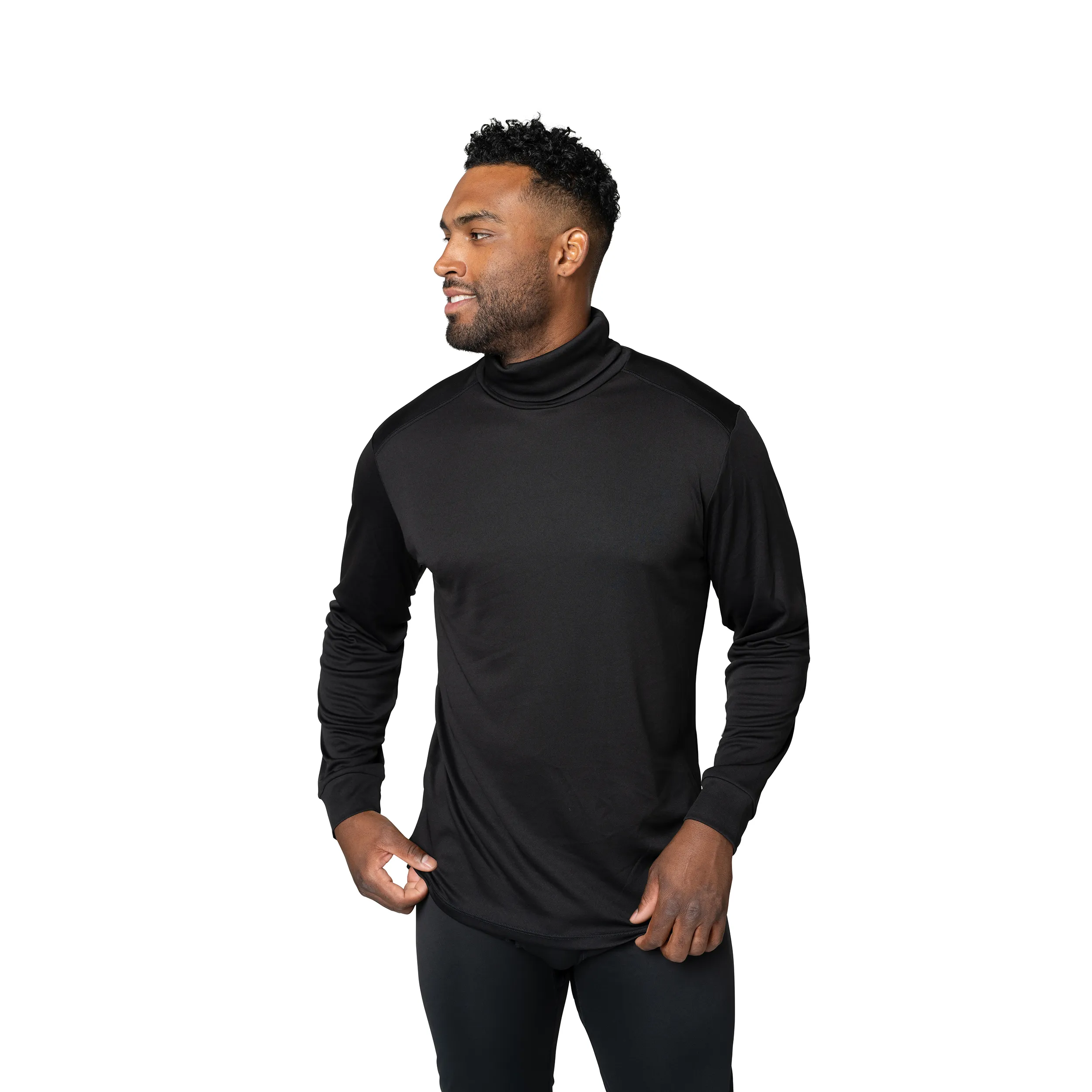 Men's Peach Skins Roll T-Neck - Black