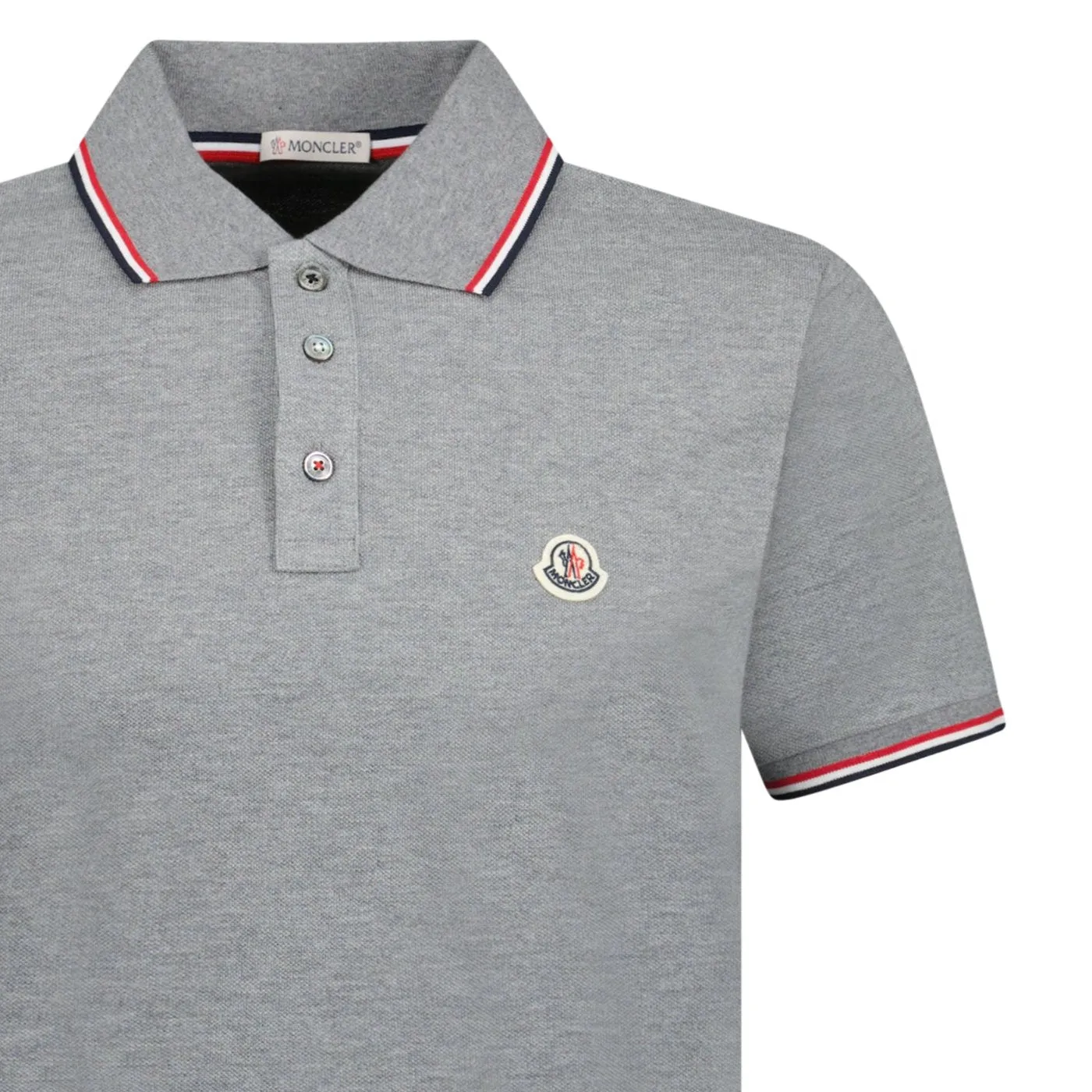 Moncler Logo Cotton Polo Grey