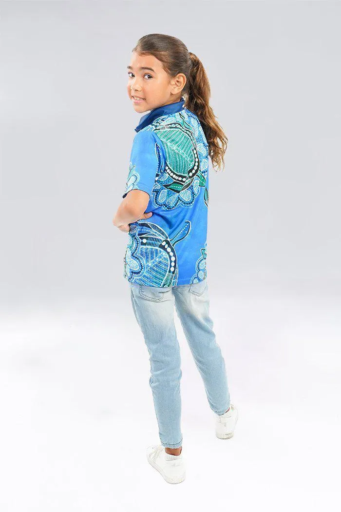 Ocean Turtles UPF 50 Kids Polo Shirt