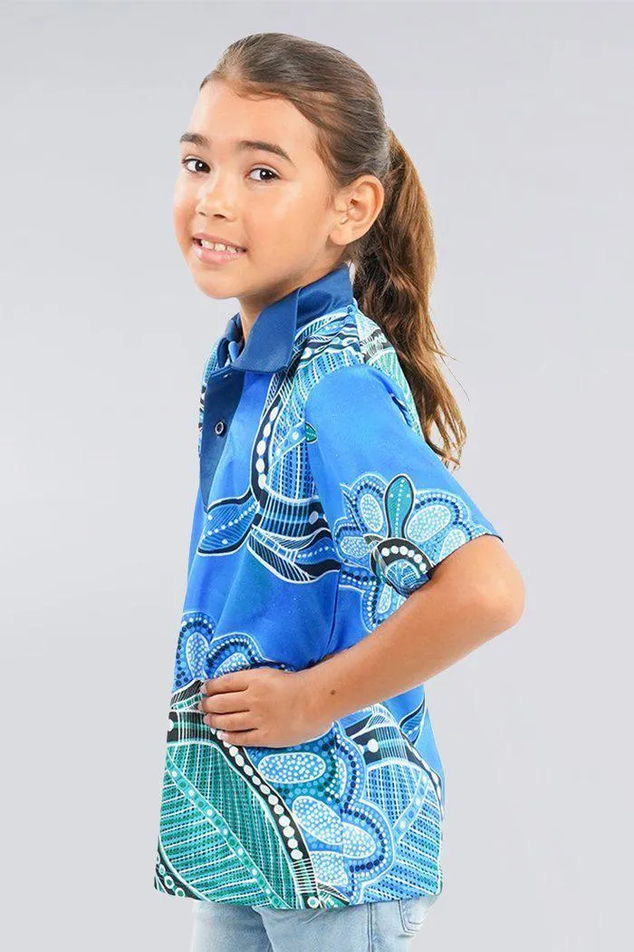 Ocean Turtles UPF 50 Kids Polo Shirt