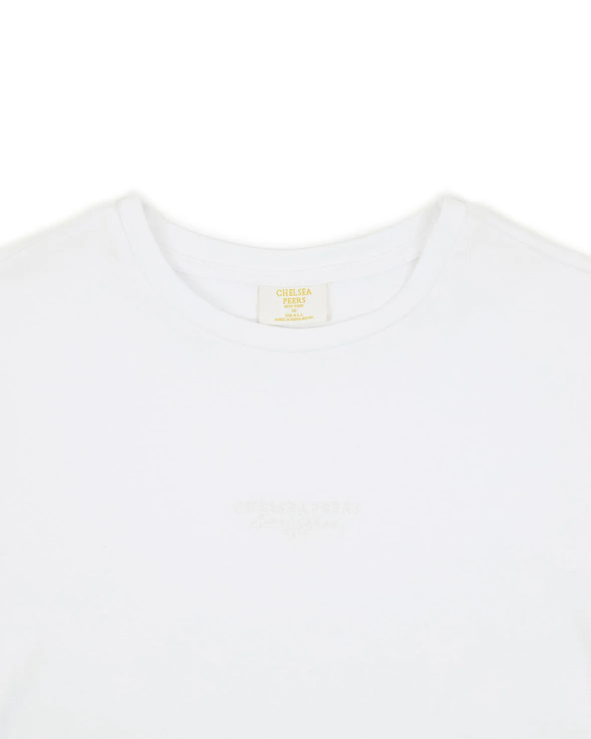 Organic Cotton Tonal Embroidered Logo Long Sleeve T-Shirt - White