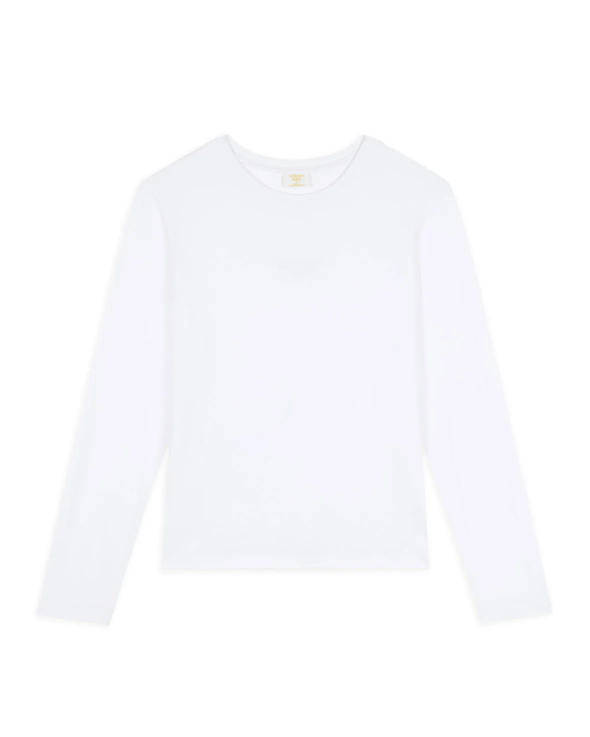 Organic Cotton Tonal Embroidered Logo Long Sleeve T-Shirt - White