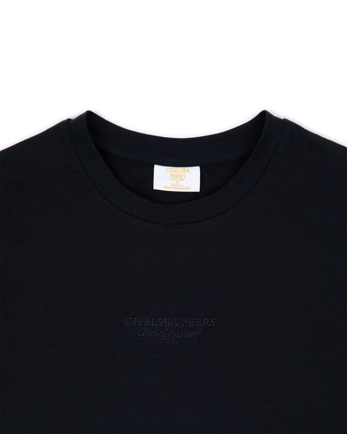 Organic Cotton Tonal Embroidered Logo Short Sleeve T-Shirt - Black