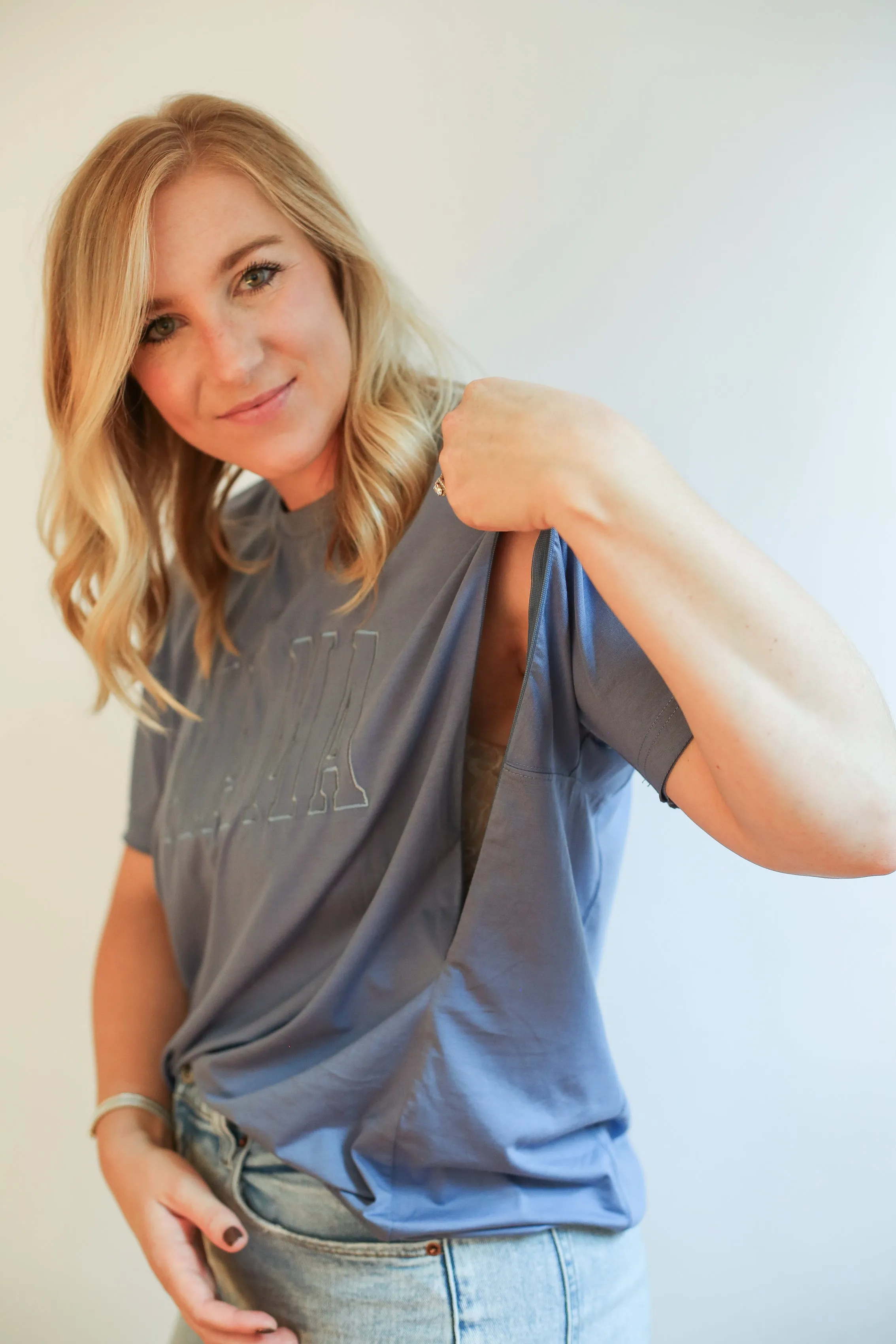 Relaxed Fit Zip Breastfeeding Tee