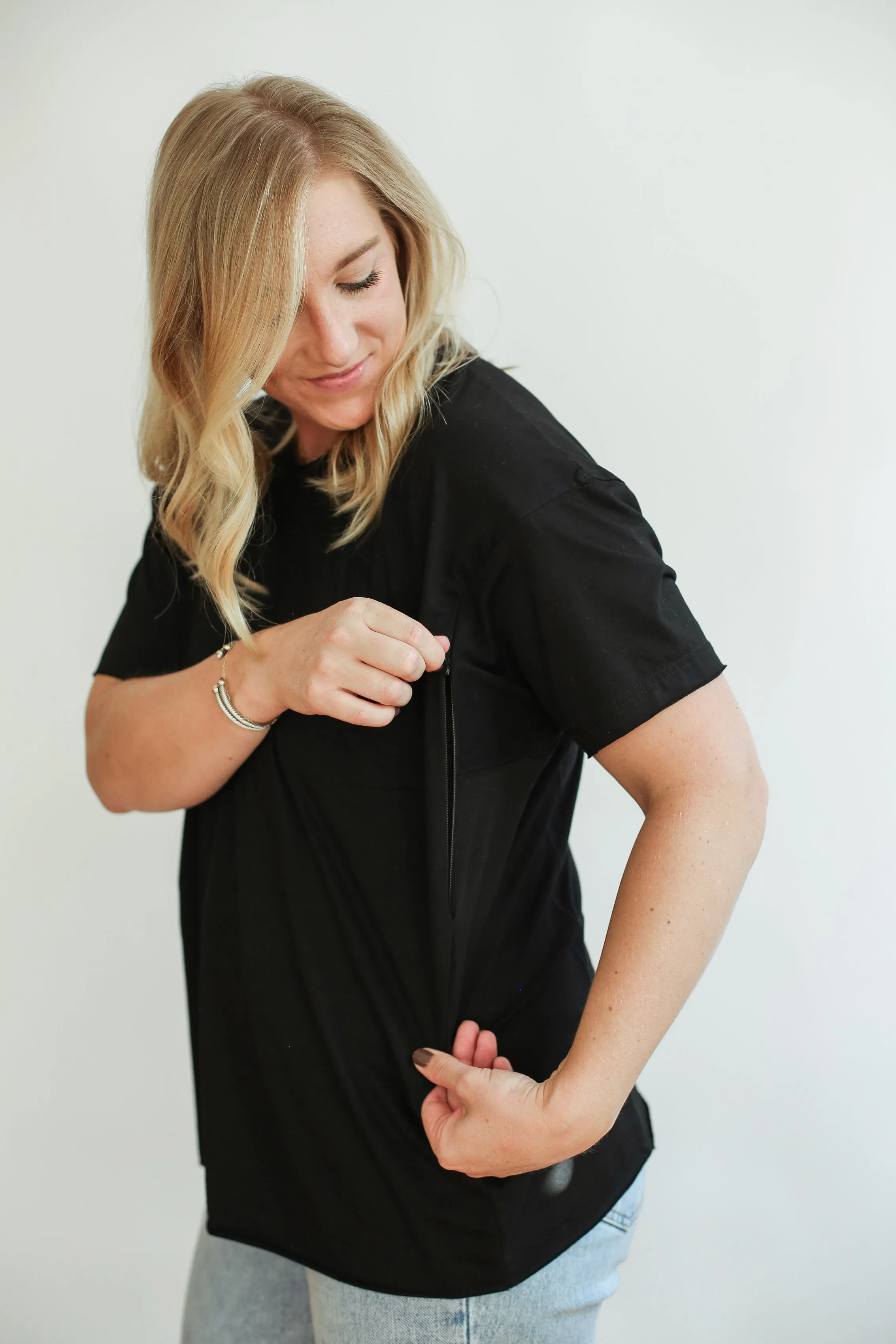 Relaxed Fit Zip Breastfeeding Tee