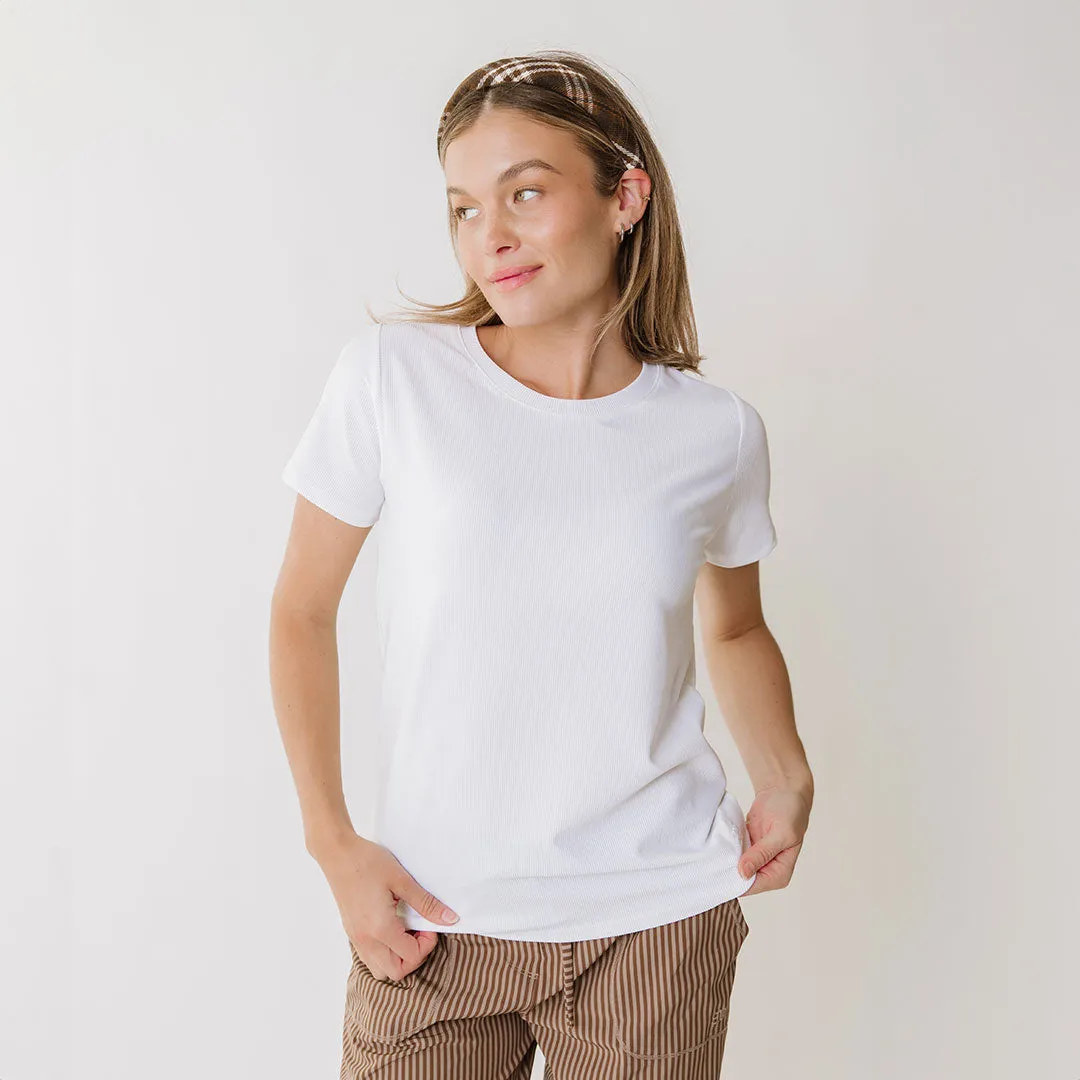 Ribbed Basic Tee, White