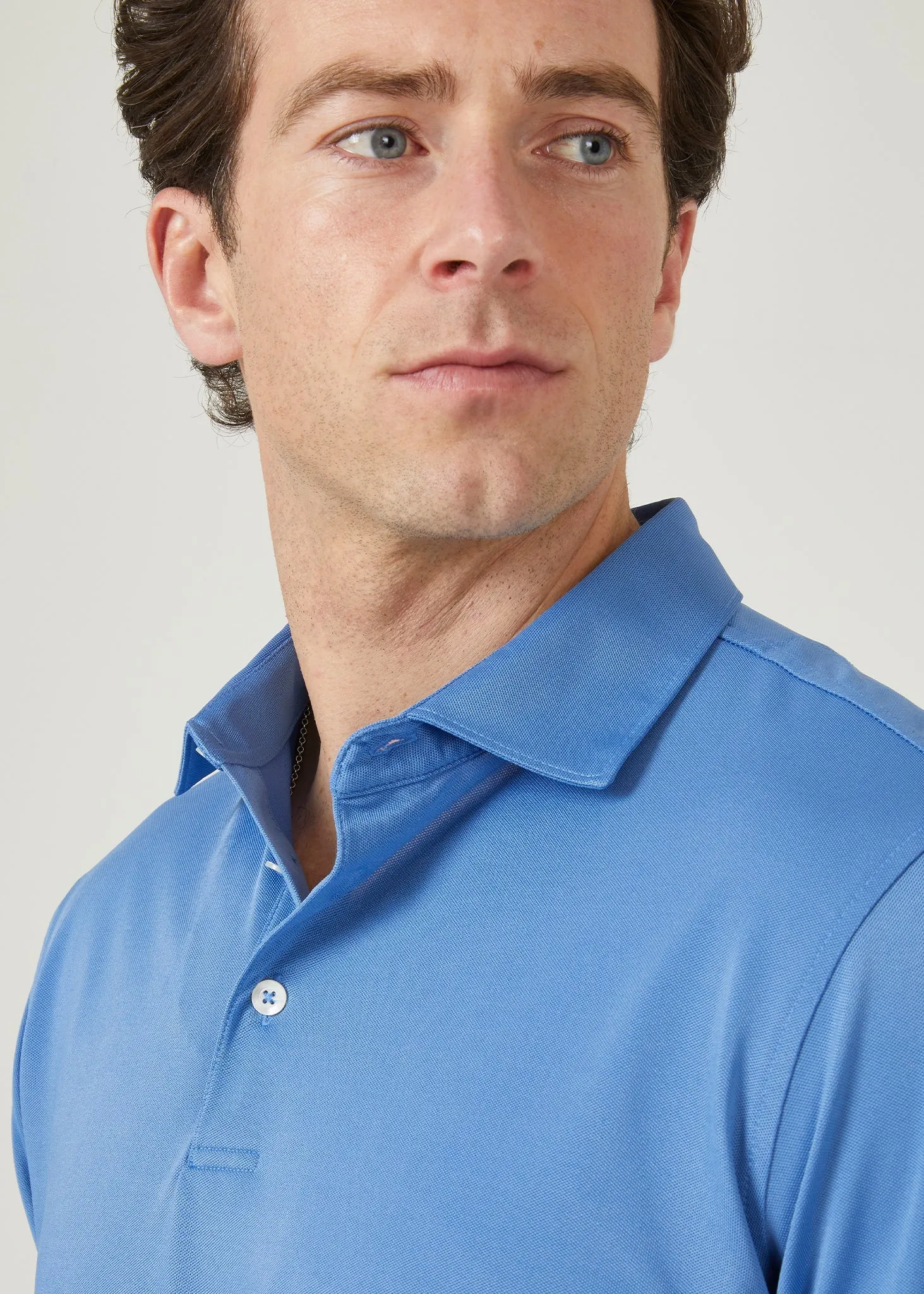 Rockbourne Performance Polo in Mid Blue - Sports Fit