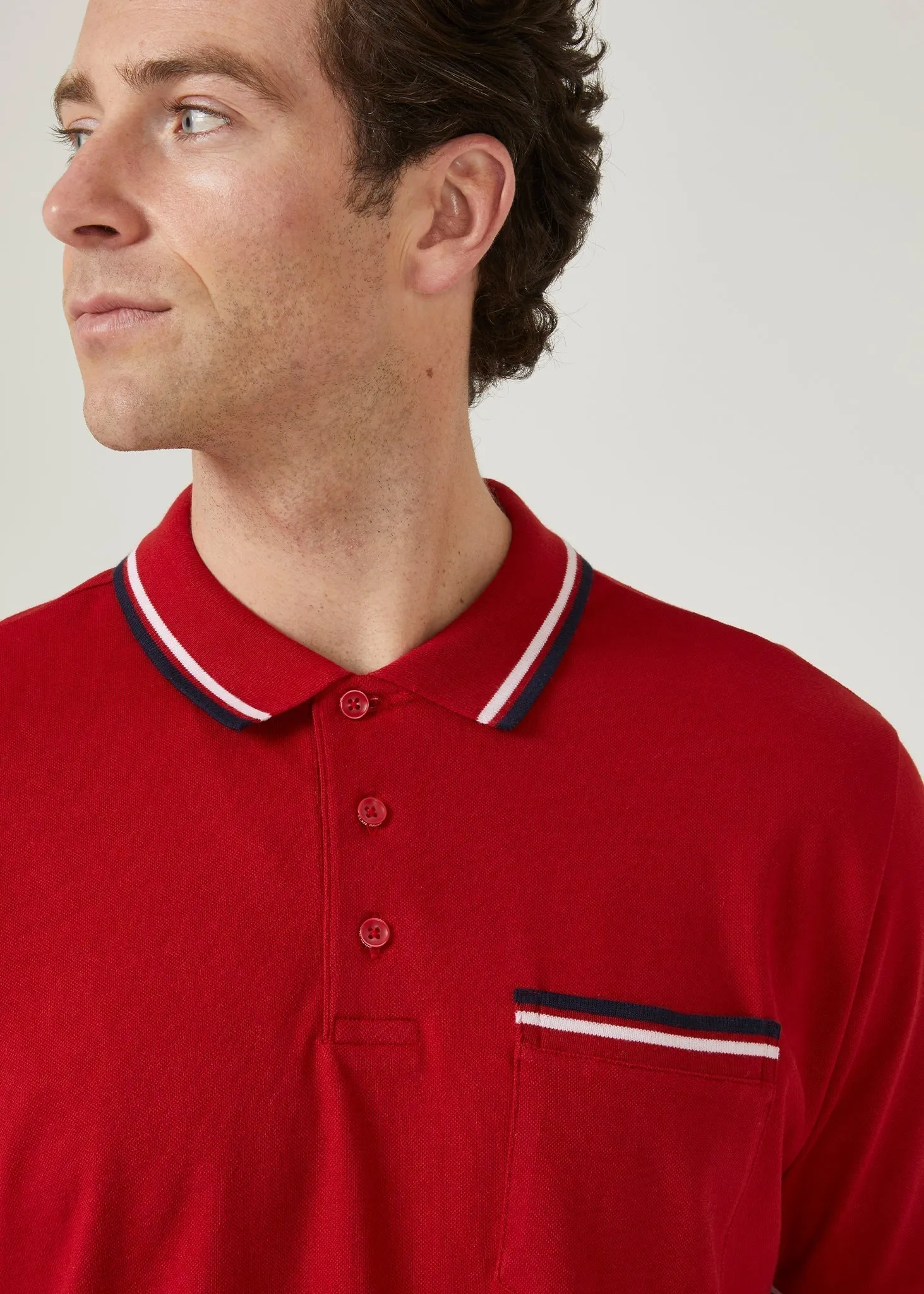 Shoreham Polo Shirt with Tipped Trim In Rosso