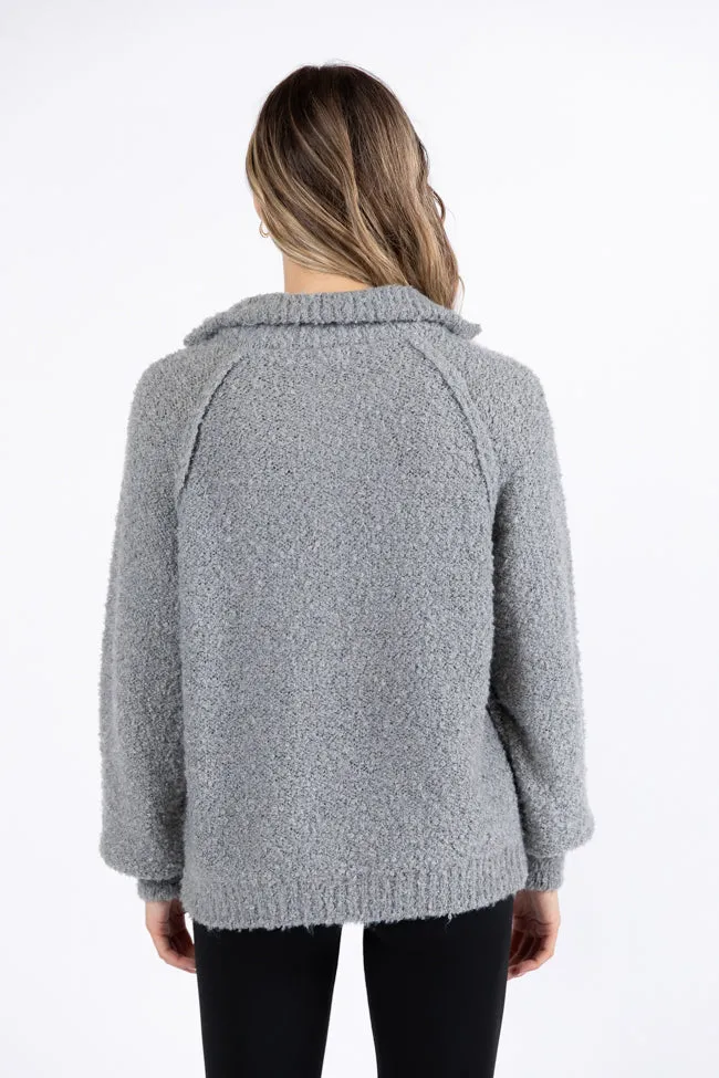 Signature Move Grey Fuzzy Quarter Zip Pullover SALE