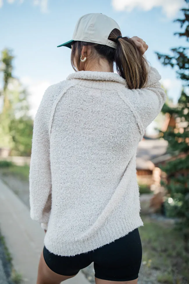 Signature Move Taupe Fuzzy Quarter Zip Pullover SALE