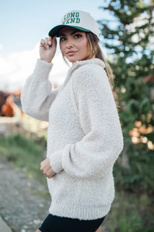 Signature Move Taupe Fuzzy Quarter Zip Pullover SALE