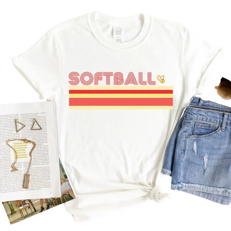 Softball Retro Stripes PNG Sublimation Digital Download Design