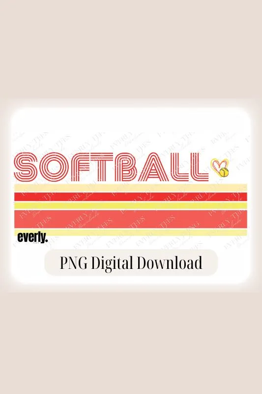 Softball Retro Stripes PNG Sublimation Digital Download Design