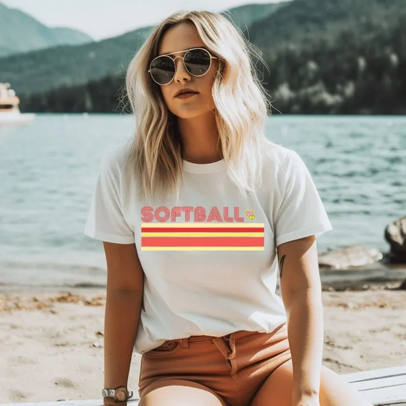 Softball Retro Stripes PNG Sublimation Digital Download Design