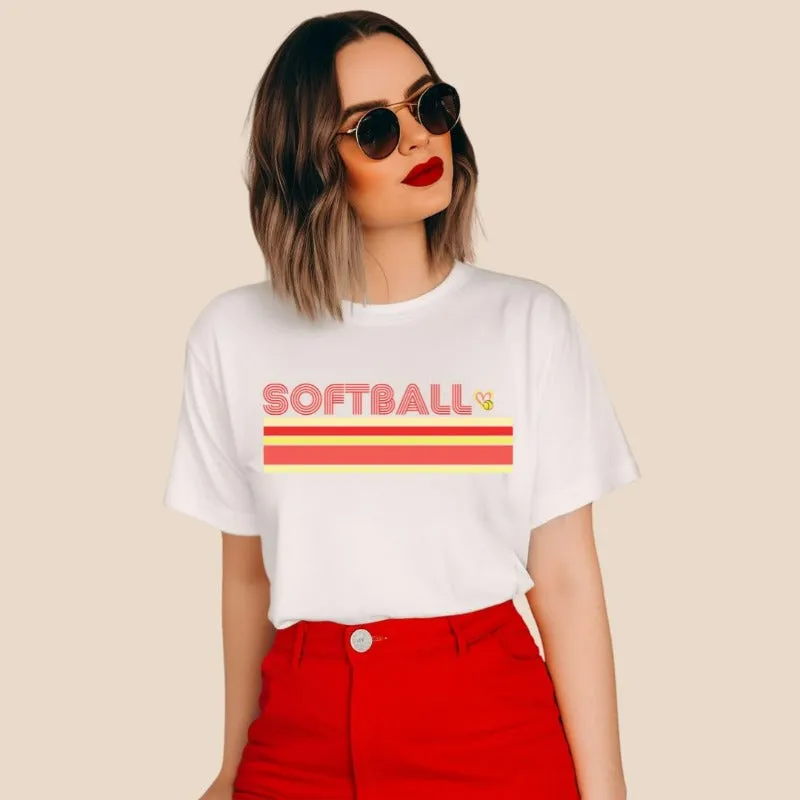 Softball Retro Stripes PNG Sublimation Digital Download Design