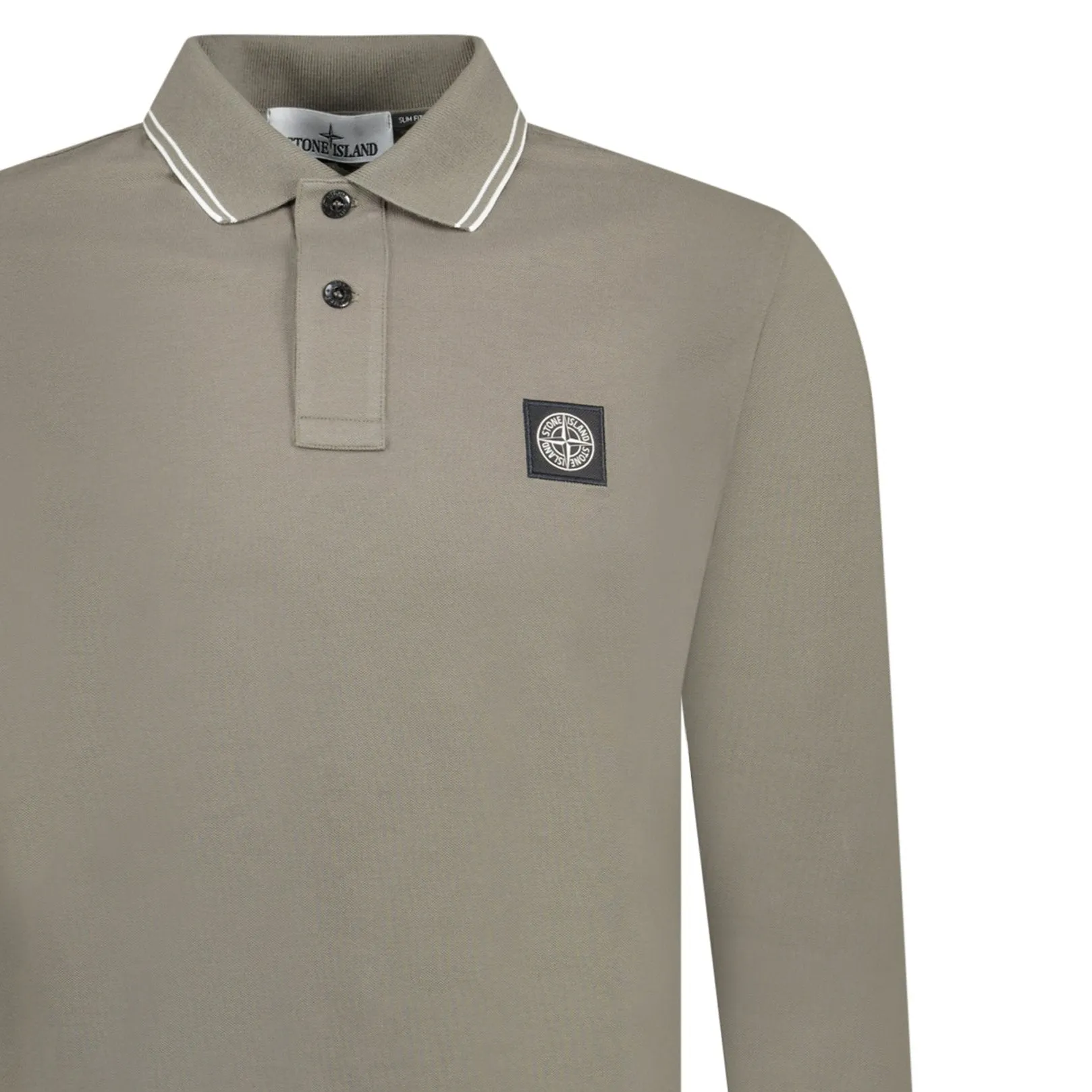 Stone Island Compass Logo Long Sleeve Polo Grey