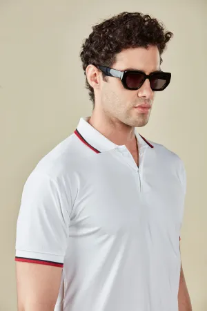 Tencel Stretch Polo in Pearl White