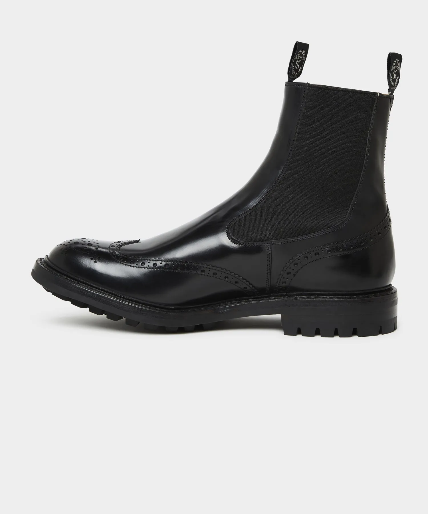 Todd Snyder x Tricker's Henry Wing Cap Chelsea Boot in Black