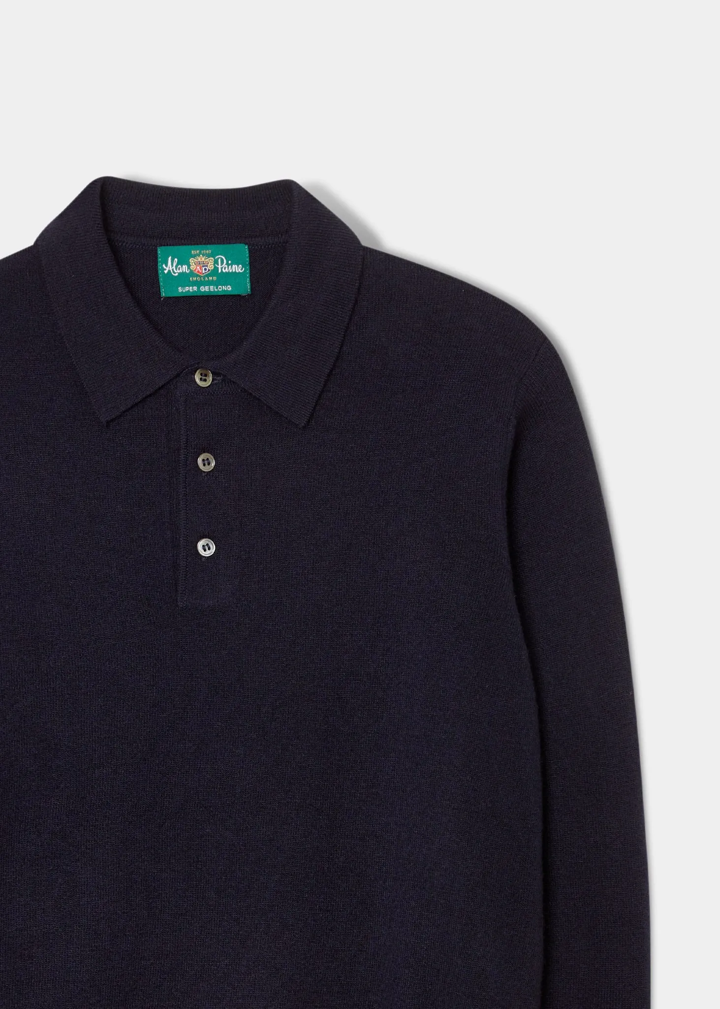 Tresswell Geelong Wool Long Sleeve Polo Shirt in Dark Navy - Regular Fit