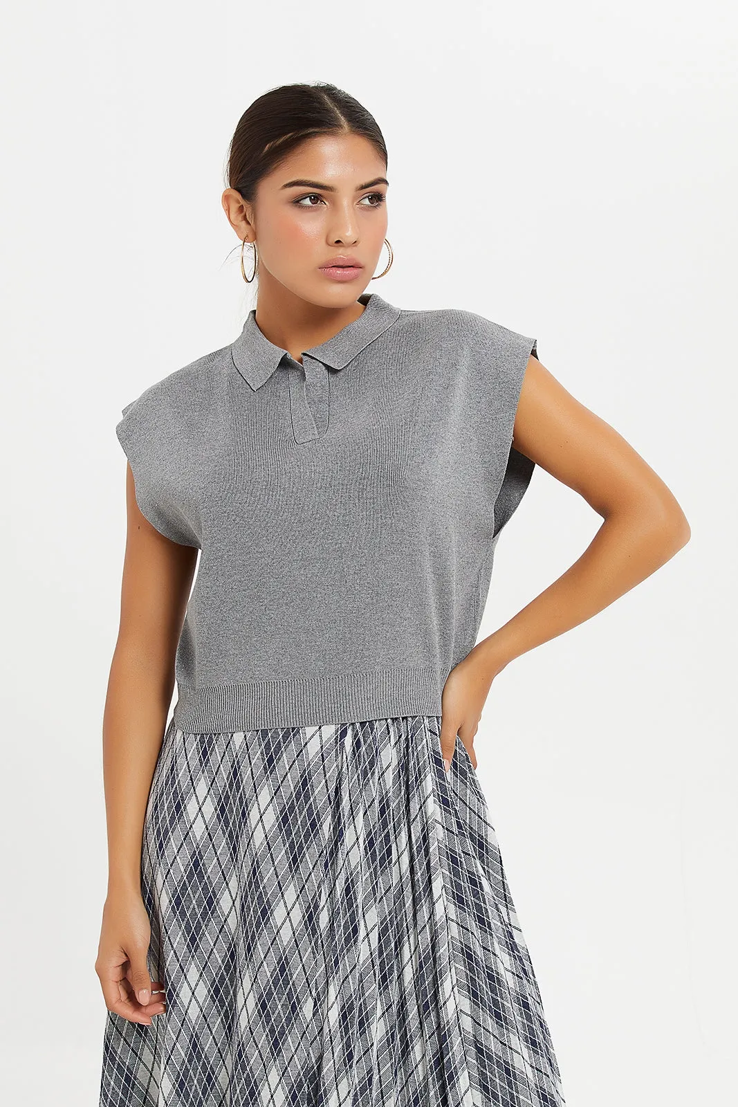 Women Grey Plain Shirt Top