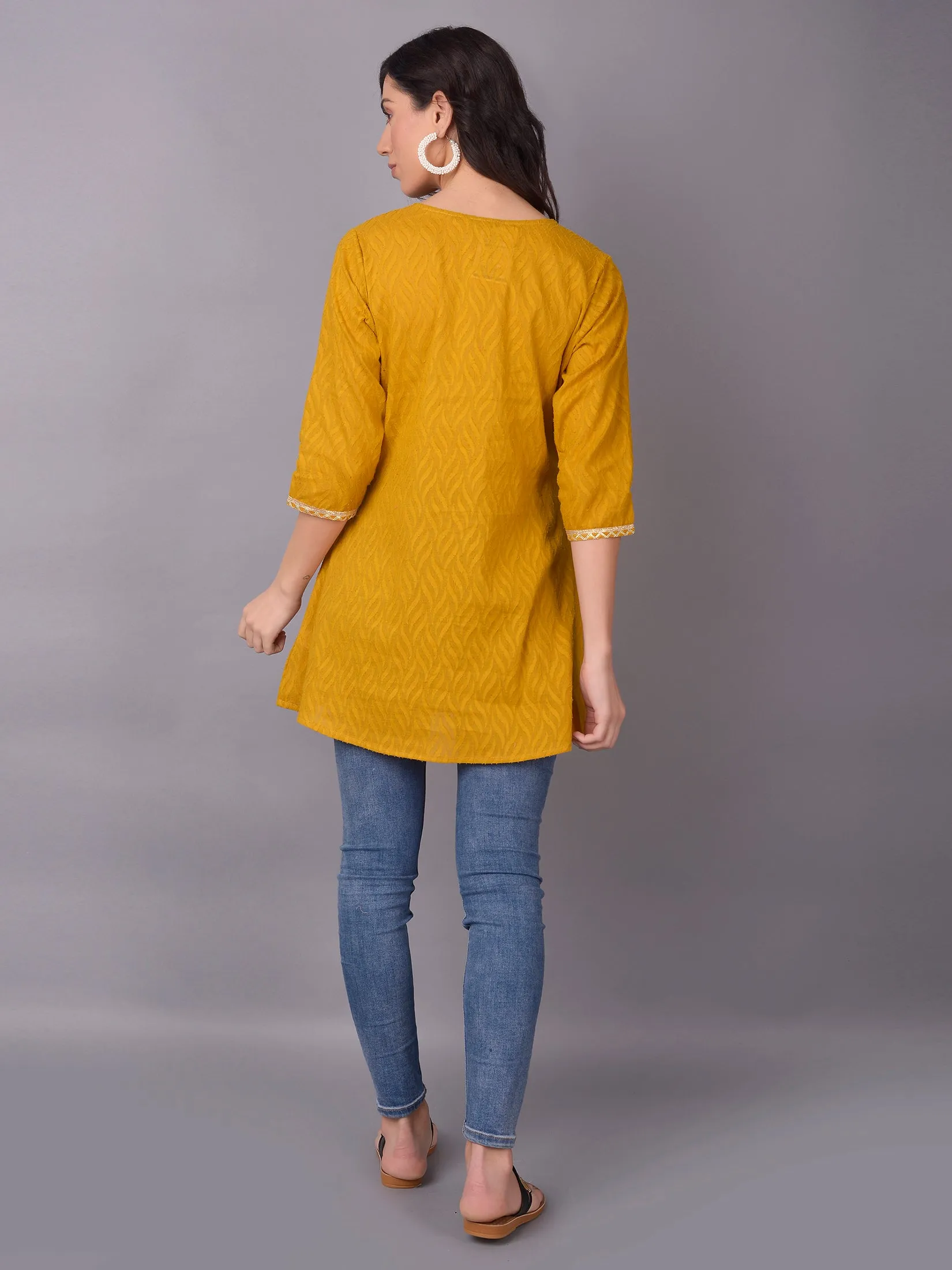 Women Mustard Solid Tunic