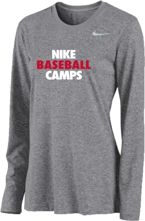 Womens Nike Baseball Camps Long Sleeve Dri-Fit Tee - Carbon Heather