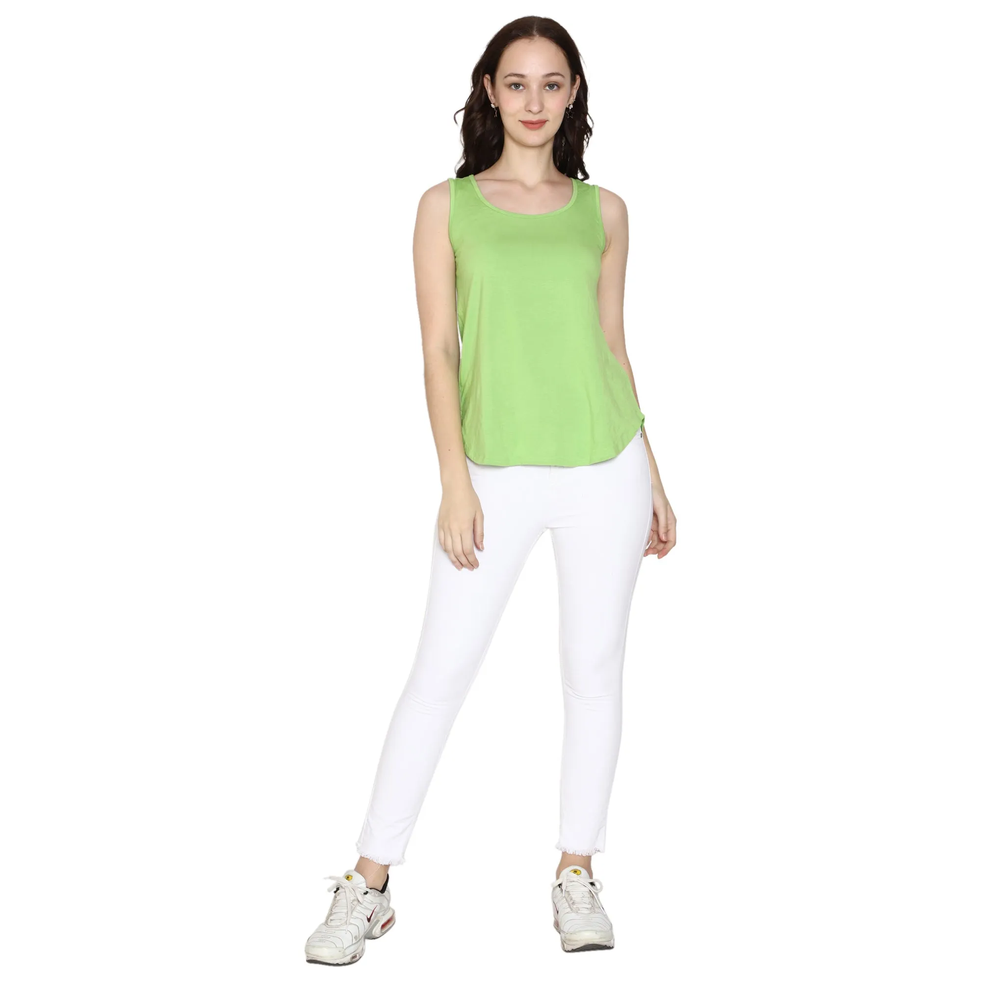 Woodwose Organic Clothing Women's Lime Green Bamboo Relaxed Fit Tank Top