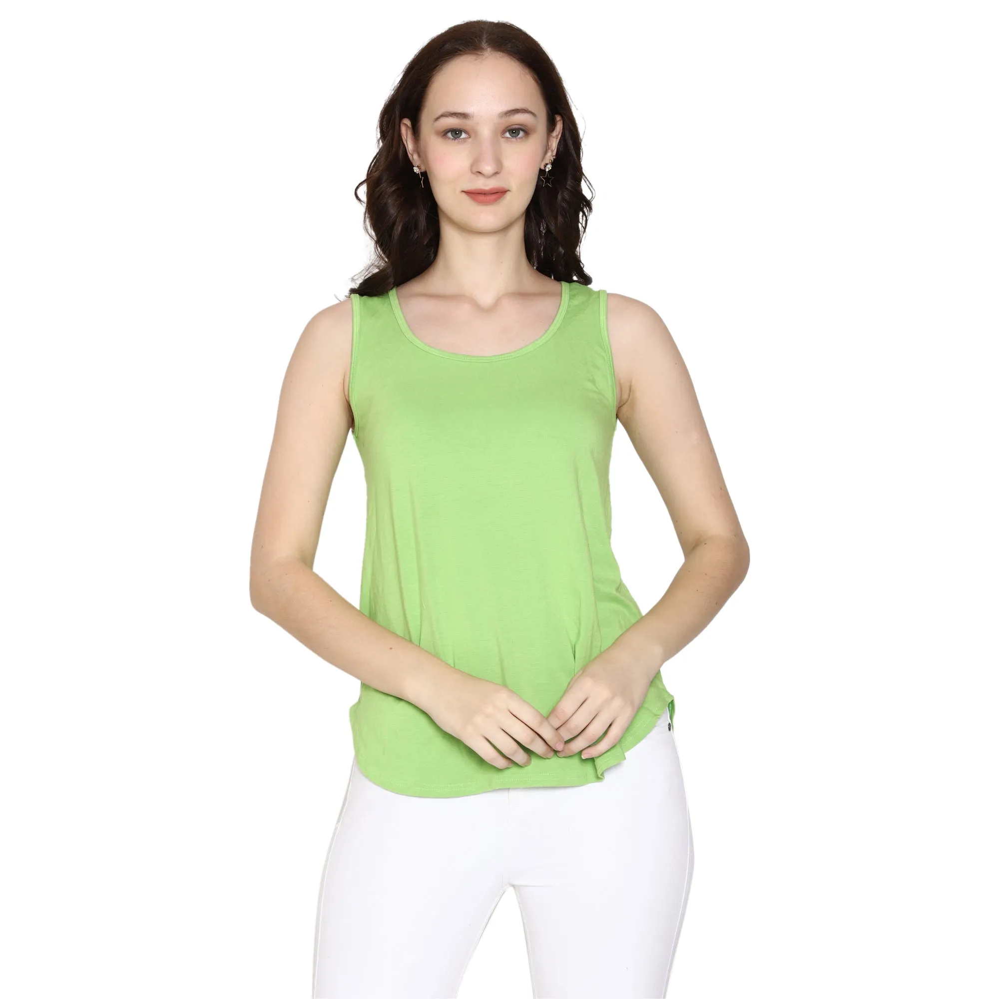 Woodwose Organic Clothing Women's Lime Green Bamboo Relaxed Fit Tank Top