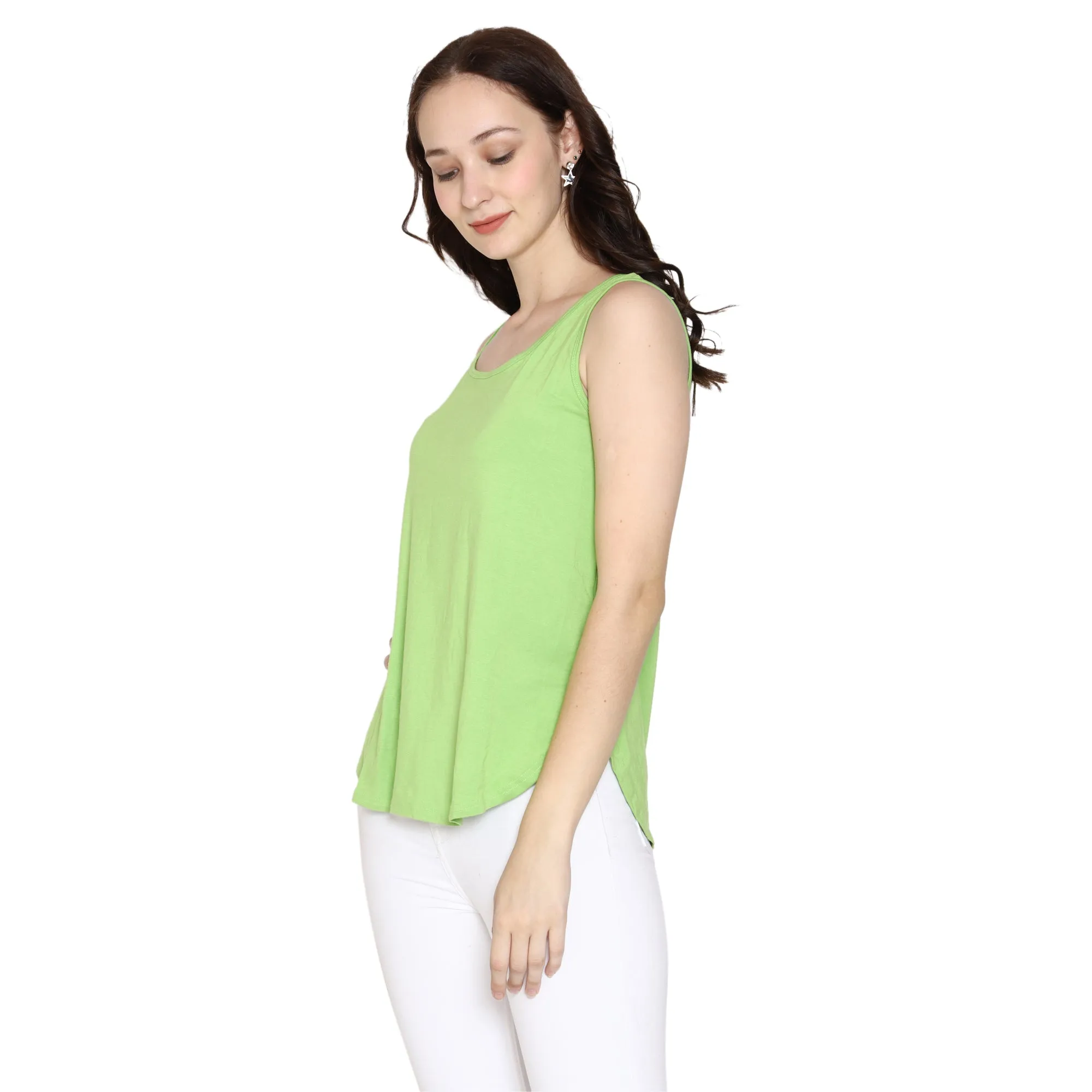 Woodwose Organic Clothing Women's Lime Green Bamboo Relaxed Fit Tank Top